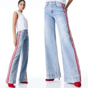 Alice + Olivia Rey Side Stripe Flared Jeans